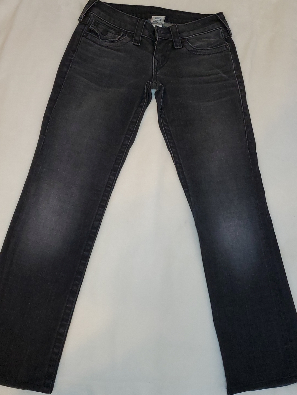 True Religion Women's Washed Black Straight-Leg Jeans